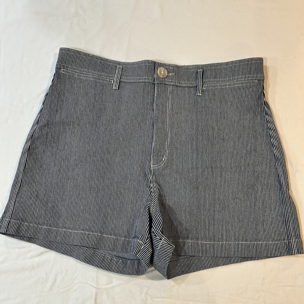 Ann Taylor LOFT Women's‎ Railroad Stripe High Waist Denim Jean Shorts 12 Size 31